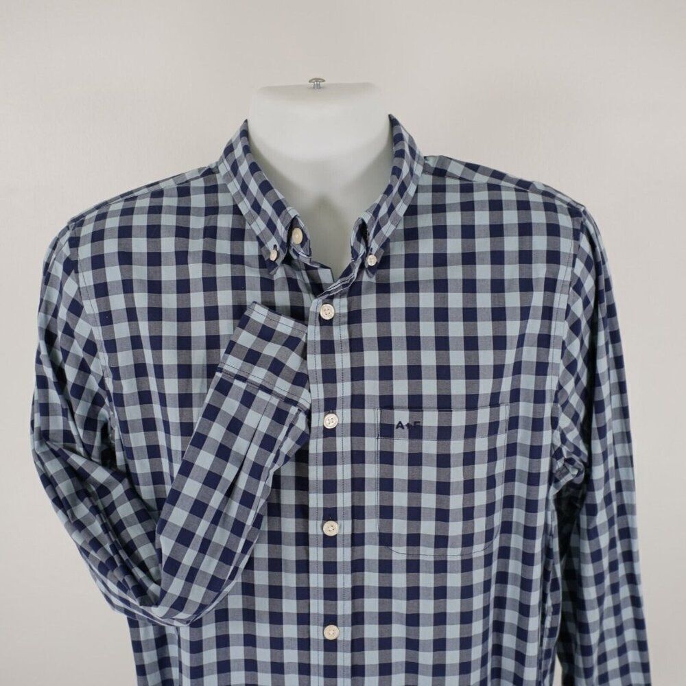 Abercrombie & Fitch Blue Plaid Pocket Front Collared Cotton Button Down Large
